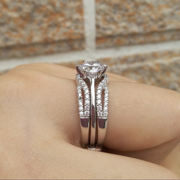 2ct Lab Simulated Diamond Ring Set - Picture 8 of 10